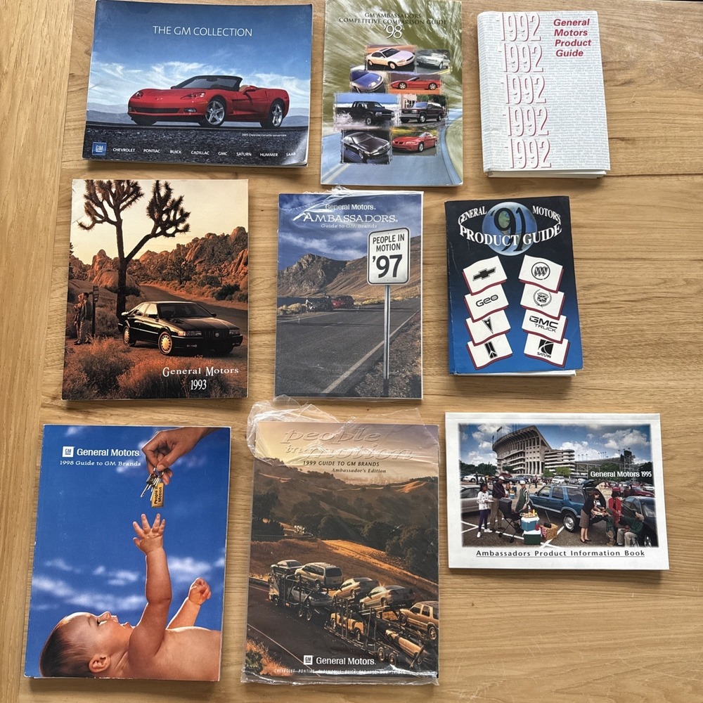 9 General Motors 1990's Car Brochure / Product Guides Lot GM Vintage Automobile